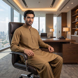 Brown Gull Ahmed Premium Wash & Wear  Suit